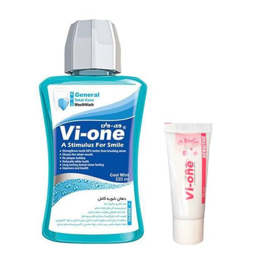 دهان شویه وی وان (Vi One) مدل Cool Mint حجم 330 میلی لیتر به همراه خمیر دندان