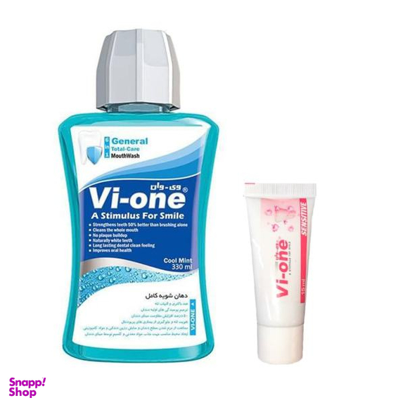 دهان شویه وی وان (Vi One) مدل Cool Mint حجم 330 میلی لیتر به همراه خمیر دندان