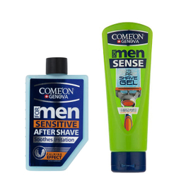 ژل اصلاح کامان مدل sense حجم 200 میلی لیتر به همراه ژل بعد از اصلاح مدل Sensitive حجم 260 میلی لیتر