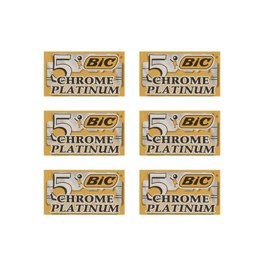 تیغ یدک سنتی بیک مدل Platinum Chromium Double Edge مجموعه 6 عددی
