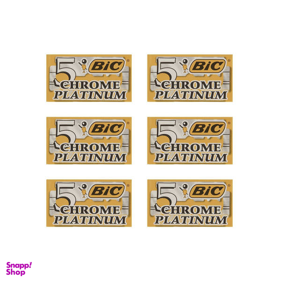 تیغ یدک سنتی بیک مدل Platinum Chromium Double Edge مجموعه 6 عددی