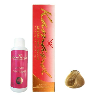 رنگ مو کمند (Kamand) شماره 8.0 حجم 100 میلیلیتر رنگ بلوند روشن به همراه اکسیدان کد 02 نه درصدی حجم 100 میلیلیتر