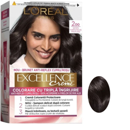 کیت رنگ مو لورآل (L'oreal) مدل Excellence Cream شماره 200 حجم 48 میلی‌لیتر رنگ مشکی