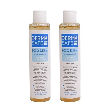 شامپو تقویت کننده و ترمیم کننده مو درماسیف (Dermasafe) مدل Eczo Derm حجم 200 میلی لیتر بسته 2 عددی