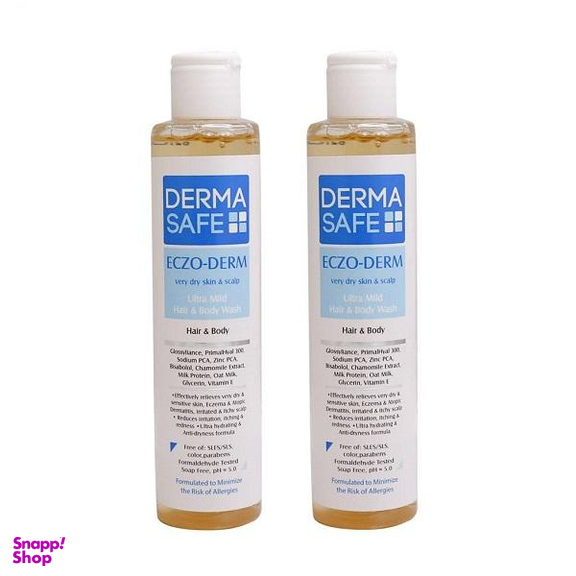 شامپو تقویت کننده و ترمیم کننده مو درماسیف (Dermasafe) مدل Eczo Derm حجم 200 میلی لیتر بسته 2 عددی
