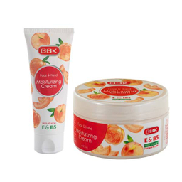 کرم مرطوب کننده ببک مدل هلو حجم 250 میلی لیتر + کرم نرم کننده دست و صورت مدل هلو حجم 75 میلی لیتر