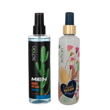 بادی اسپلش مردانه شون (Schon) مدل The One حجم 220 میلی لیتر به همراه بادی اسپلش شون مدل island dream حجم 220 میلی لیتر