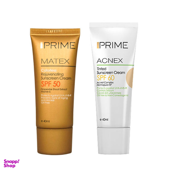 کرم ضد آفتاب پریم مدل Rejuvenating حجم 40 میلی لیتر + کرم ضدآفتاب پریم مدل ACNEX حجم 40 میلی لیتر