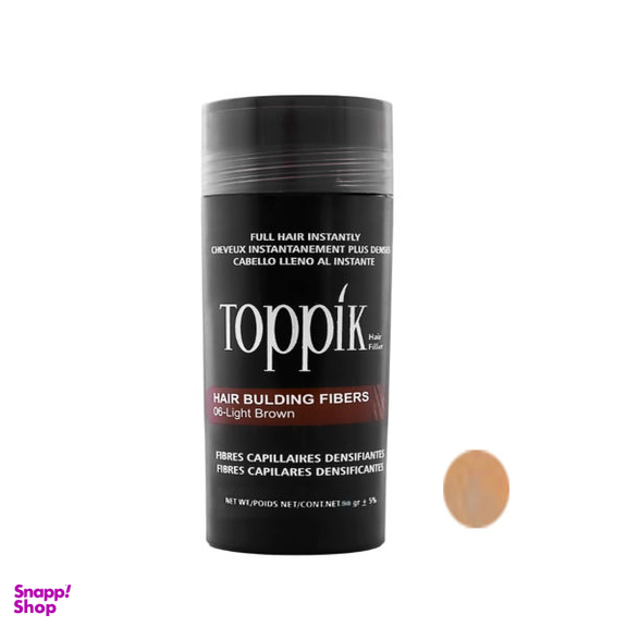 پودر پر پشت کننده مو تاپیک (Toppik) هیر فیلر کد 06 وزن 50 گرم رنگ قهوه ای روشن