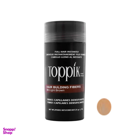 پودر پر پشت کننده مو تاپیک (Toppik) هیر فیلر کد 06 وزن 25 گرم رنگ قهوه ای روشن