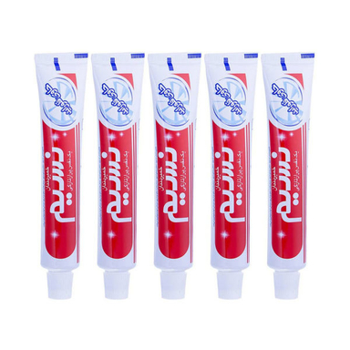 خمیر دندان نسیم (Nasim) مدل Contains Fluoride وزن 80 گرم بسته 5 عددی