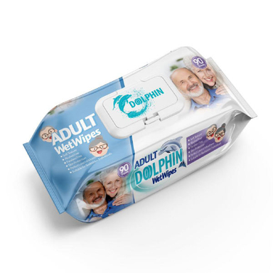 دستمال مرطوب دلفین (Dolphin) مدل Adult W بسته 90 عددی