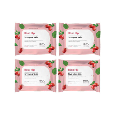 دستمال مرطوب بیول (Biol) مدل Rose Hip مجموعه 4 عددی