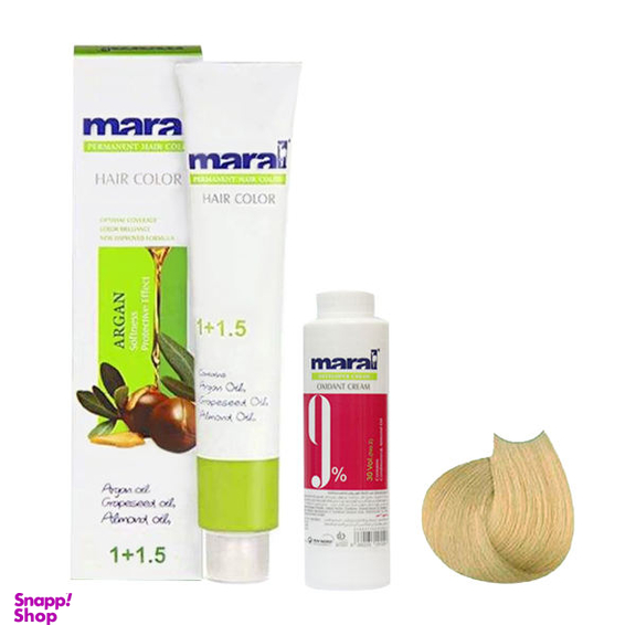 کیت رنگ مو مارال (Maral) شماره 9.15 حجم 100 میلی‌لیتر رنگ شنی صحرایی + اکسیدان مدل 30vol نه درصدی حجم 150 میلی‌لیتر