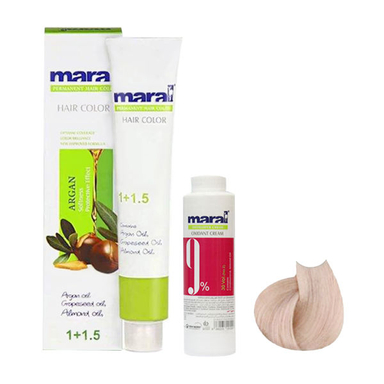 کیت رنگ مو مارال (Maral) شماره 8.85 حجم 100 میلی‌لیتر رنگ شیر نسکافه ای + اکسیدان مدل 30vol نه درصدی حجم 150 میلی‌لیتر