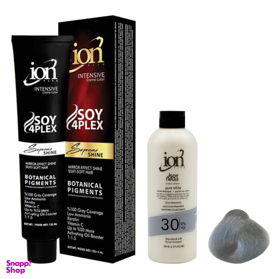 رنگ مو آیون (Ion)9.9 شماره حجم 120 میلی‌لیتر رنگ بلوند دودی یخی روشن + اکسیدان نه درصدی حجم 180 میلی‌لیتر