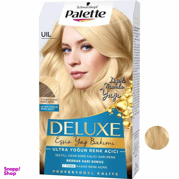 کیت رنگ مو پلت (Palette) سری DELUXE شماره UIL حجم 50 میلی‌لیتر رنگ بلوند طلایی روشن