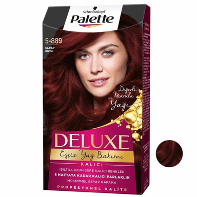 کیت رنگ مو پلت (Palette) سری DELUXE شماره 889-5 حجم 50 میلی‌لیتر رنگ شرابی