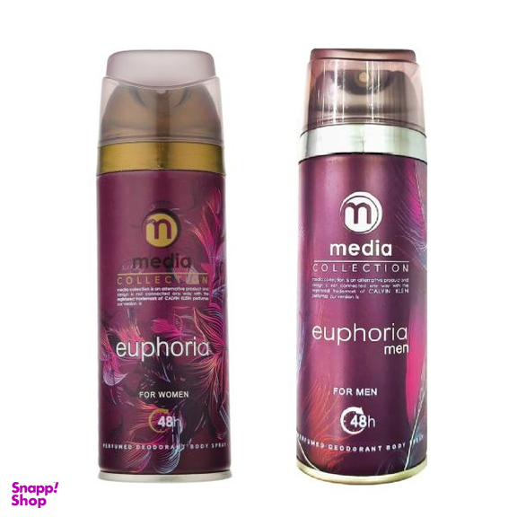 اسپری خوشبو کننده بدن زنانه مدیا(Media)مدل Euphoriaحجم 200 میلی لیتر+اسپری بدن مردانه مدلeuphoria Men Intense