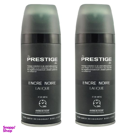 اسپری خوشبو کننده بدن مردانه نیو پرستیژ کالر (New Prestige Color) مدل Lalique Encre Noir حجم 150 میلی لیتر مجموعه 2 عددی