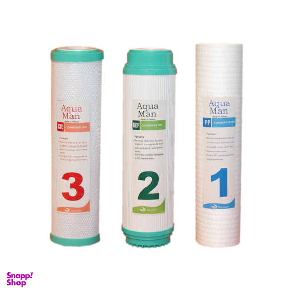 فیلتر دستگاه تصفیه کننده آب آکوا من (Aqua Man) مدل AQM 123 بسته 3 عددی