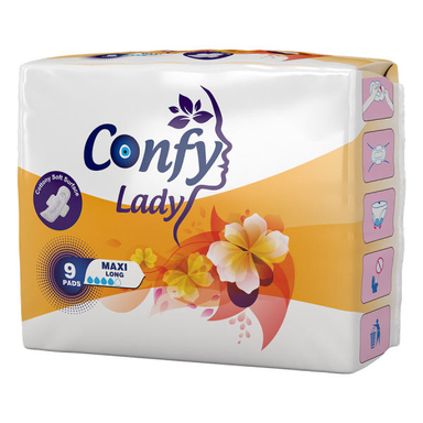 نوار بهداشتی کانفی لیدی (Confy Lady) مدل MAXI LONG بسته 9 عددی