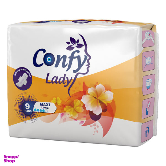 نوار بهداشتی کانفی لیدی (Confy Lady) مدل MAXI LONG بسته 9 عددی