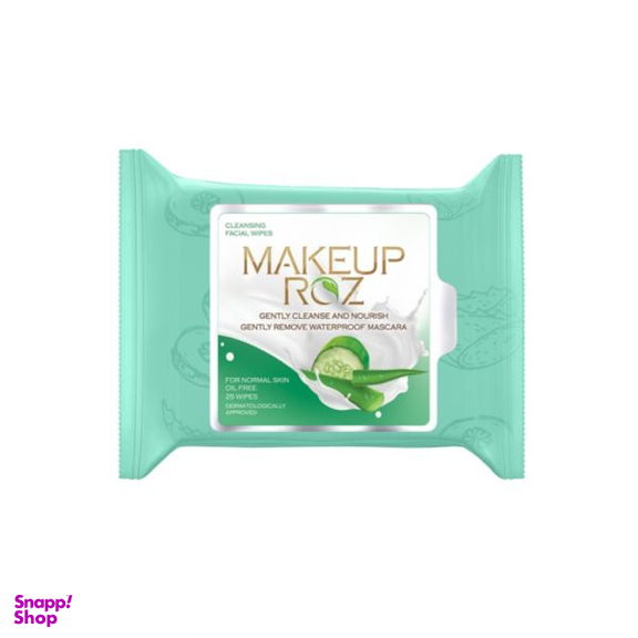 دستمال مرطوب میک آپ رز (Makeup Rose) مدل آلویه‌ورا و خیار بسته 25 عددی