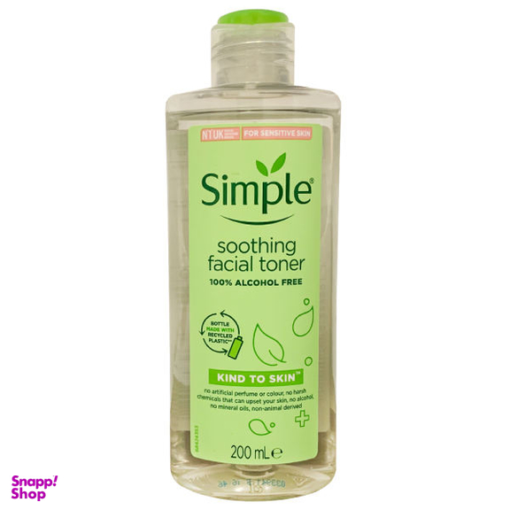 تونر پاک کننده صورت سیمپل (Simple) مدل Soothing حجم 200 میلی لیتر