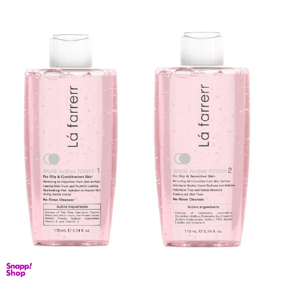 تونر پاک کننده صورت لافارر(Lafarrerr)مدل Multiactive Toner1 حجم 170 میلی لیتر+تونر پاک کننده صورت مدل Multiactive Toner2