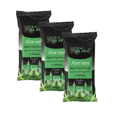 دستمال مرطوب یونی لد (Uni Led) مدل Aloe Vera مجموعه 3 عددی