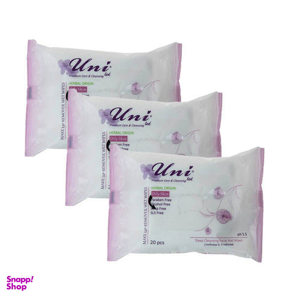 دستمال مرطوب یونی لد (Uni Led) مدل عصاره خیار مجموعه 3 عددی