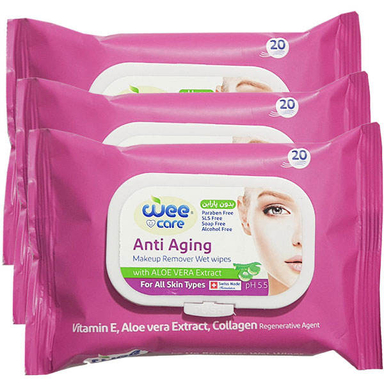 دستمال مرطوب وی کر ( Wee Care) مدل New Anti Aging مجموعه 3 عددی
