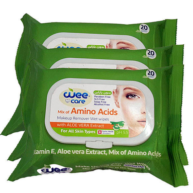 دستمال مرطوب وی کر ( Wee Care) مدل Mix Of Amino Acid مجموعه 3 عددی