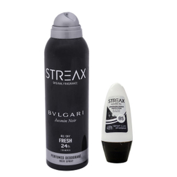 اسپری ضد تعریق مردانه استریکس (Streax) مدل Bvlgari حجم 200 میلی لیتر به همراه رول ضد تعریق Bvlgari حجم 50 میلی لیتر