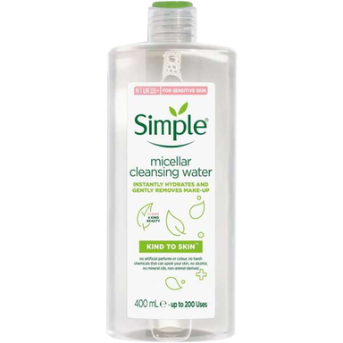آب پاک کننده آرایش صورت سیمپل (Simple) مدل Gently Removes حجم 400 میلی لیتر