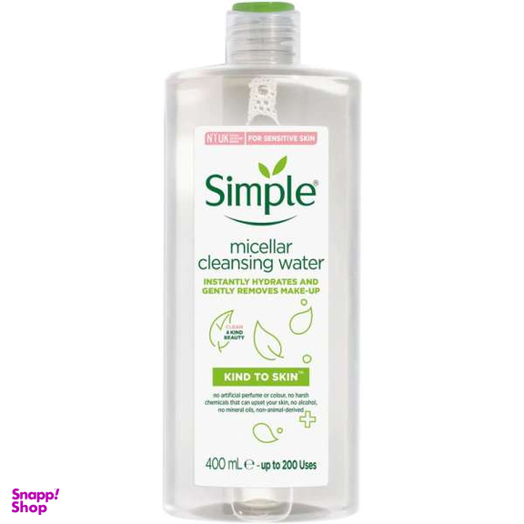 آب پاک کننده آرایش صورت سیمپل (Simple) مدل Gently Removes حجم 400 میلی لیتر