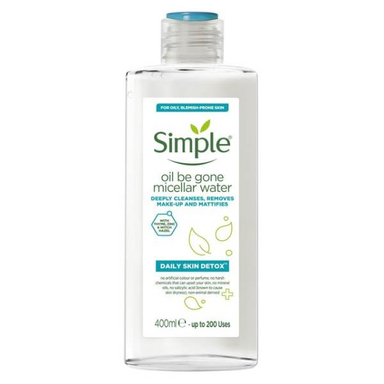 آب پاک کننده آرایش صورت سیمپل (Simple) مدل Oil Be Gone حجم 400 میلی لیتر