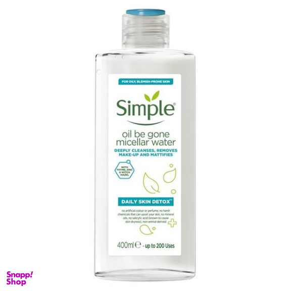 آب پاک کننده آرایش صورت سیمپل (Simple) مدل Oil Be Gone حجم 400 میلی لیتر