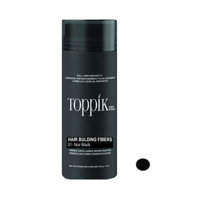 پودر پر پشت کننده مو تاپیک (Toppik) هیر فیلر کد 01 وزن 25 گرم رنگ مشکی تیره