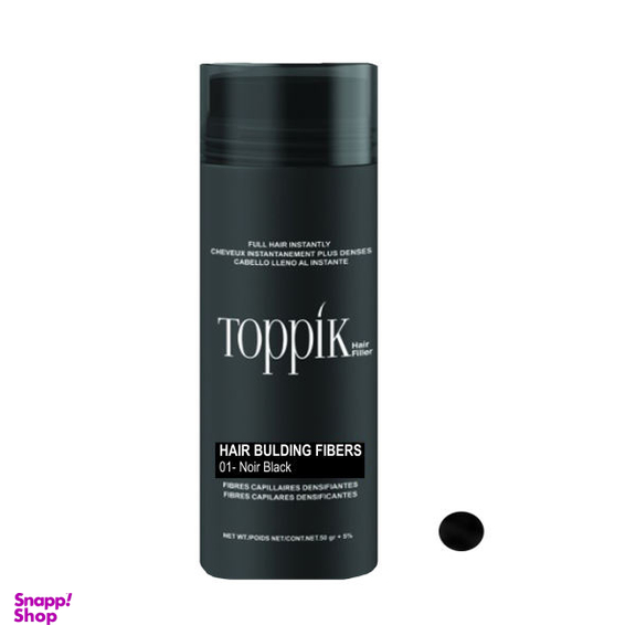 پودر پر پشت کننده مو تاپیک (Toppik) هیر فیلر کد 01 وزن 25 گرم رنگ مشکی تیره