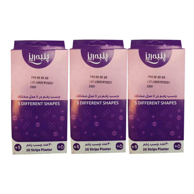 چسب زخم پنبه ریز (Panberes) مدل 5Different مجموعه 3 عددی