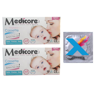 بی بی چک مدیکور (Medicore) مدل Cassette 99.8٪ مجموعه 2 عددی به همراه کاندوم مدل X