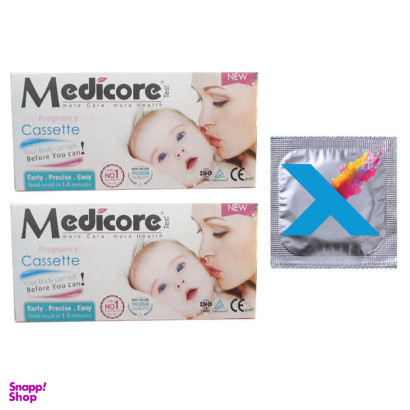 بی بی چک مدیکور (Medicore) مدل Cassette 99.8٪ مجموعه 2 عددی به همراه کاندوم مدل X