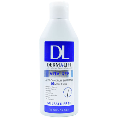 شامپوی ضد شوره موهای خشک درمالیفت (Dermalift) مدل Vita-Ker حجم 200 میلی لیتر