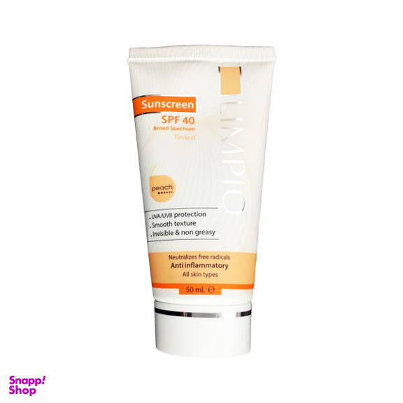کرم ضد آفتاب لیمپیو مدل Peach Spf40 کد Li0072 حجم 50 میلی لیتر