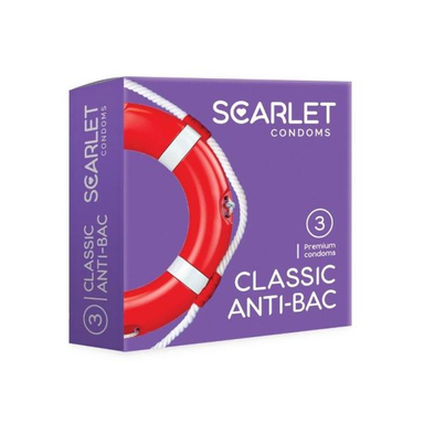 کاندوم اسکارلت (Scarlet) مدل Classic Anti-Bac بسته 3 عددی