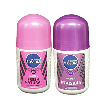رول ضد تعریق زنانه انشور بوسوم (Onshore Bossom) مدل INVISIBLE و Fresh Natural حجم 75 میلی لیتر مجموعه 2 عددی