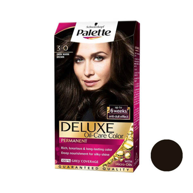 کیت رنگ مو پلت (Palette) سری DELUXE شماره 0-3 حجم 50 میلی‌لیتر رنگ قهوه ای تیره