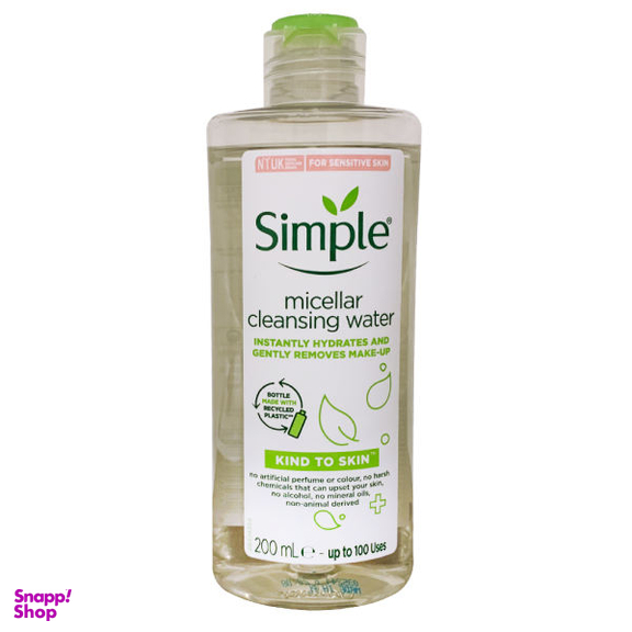 آب پاک کننده آرایش صورت سیمپل (Simple) مدل Gently Removes حجم 200 میلی لیتر